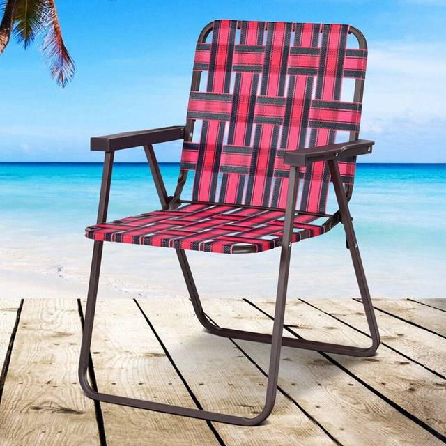 Costway Set of 6 Red Folding Beach Chair