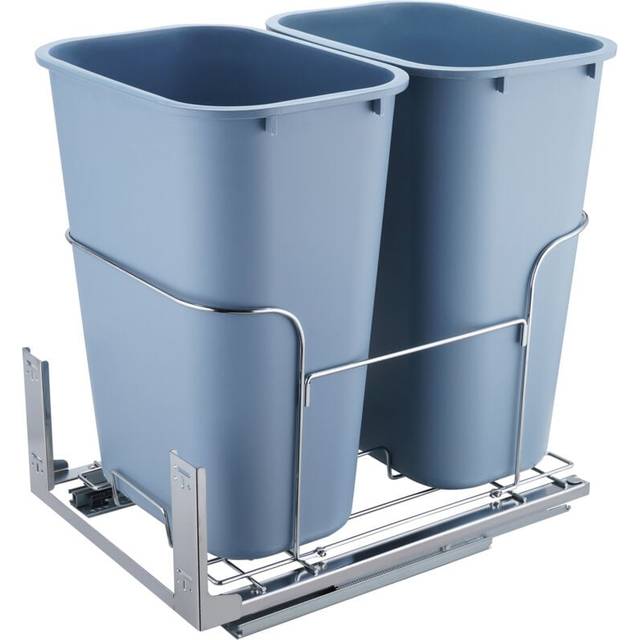 Mophorn - vevor Pull-Out Trash Can, 35Lx2 Double Bins, Under Mount Kitchen Waste Container with Slide and Door Mounting Kit, 110 lbs Load Capacity