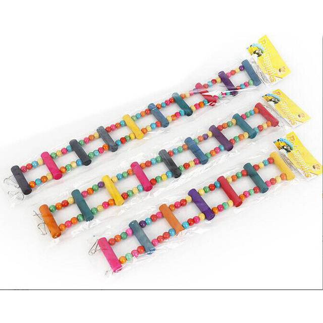 Parrot Swing Climb Hanging Bird Cage Perch Ladder Toys Parakeet Budgie Hammock-Multi-colors-12 Step Ladders
