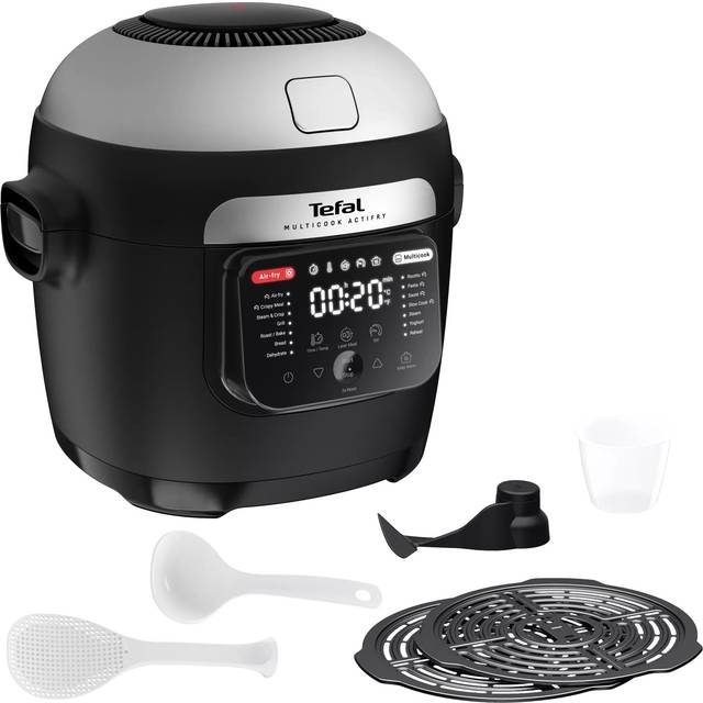 TEFAL Multicook Actifry MY741CG1 Air Fryer & Multicooker - Black & Chrome, Black,Silver/Grey