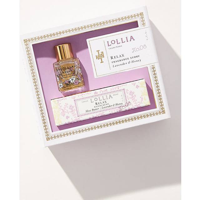 Lollia Relax Fragrance Story Gift Set - .16 fl. oz. Eau de Parfum & .33 oz. Petite Treat Handcreme - Lavender & Honey - Shea Butter Hand Cream for Wom