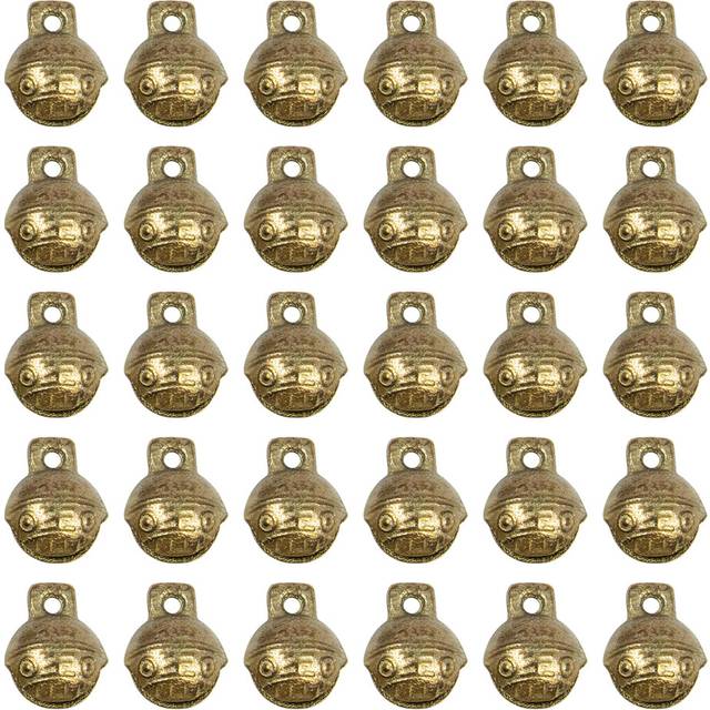 AUEAR  30 Pack Antique Gold Bells Tibetan Brass Bells Vintage Indian Bells Charms Pendants for Pet Bell Dog Collar Bells Crafting Home Door Decor