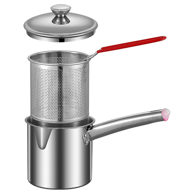 Deep Fryer Pot,Small Fryer Pot,Multipurpose Stainless Steel Baskets