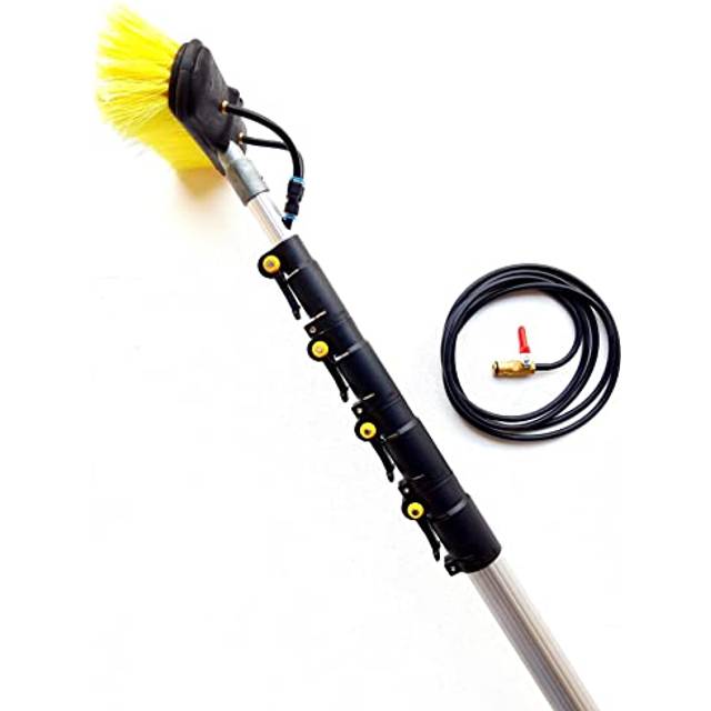 16ft-20ft-24ft water hose fed window cleaning pole telescopic cleaner brush kit.