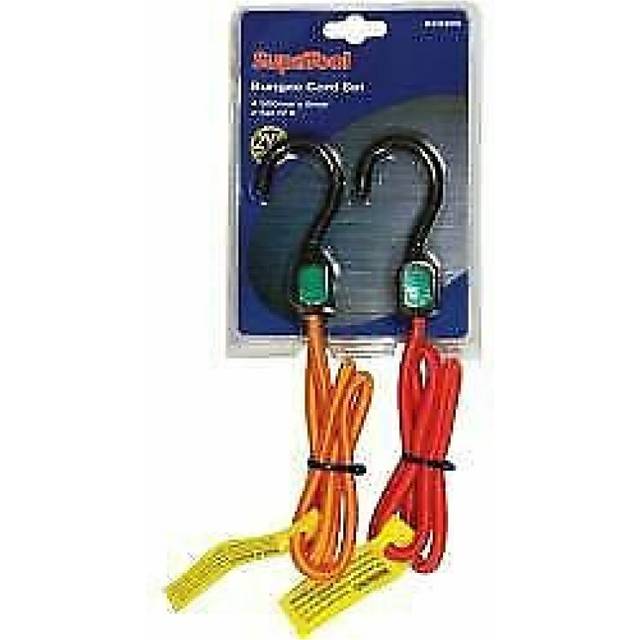 (90 x 0.8cm, Red/Orange) SupaTool Bungee Cord Set With Plastic Hooks (Pack Of 2)