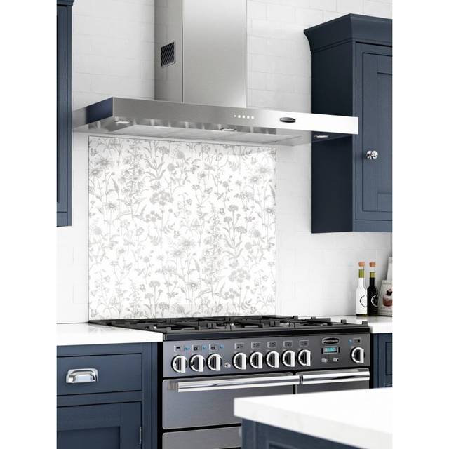 Laura Ashley Kitchen Splashback White Glass Cooker Panel 90 x 75cm