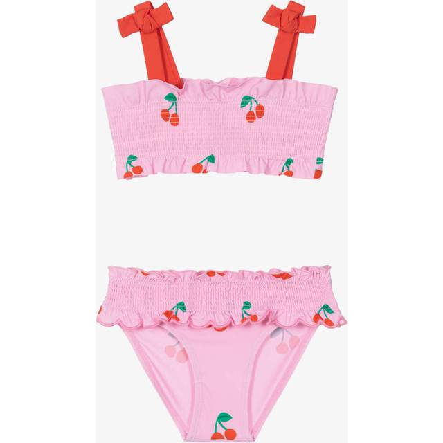 Stella Mccartney Kids Girls Pink Cherry Print Ruffle Bikini (Upf50+) - 36 month