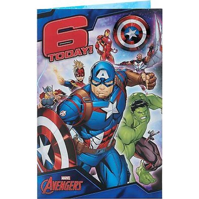 Marvel Avengers Design 6th Birthday Card With Badge
