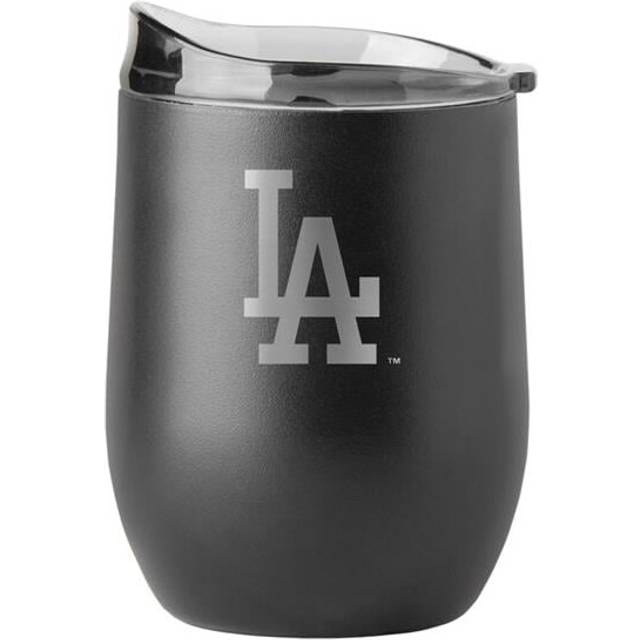 Logo Brands 515-S16PB-BLK-9 LA Dodgers 16 oz Black Etched Powder Coat Curved Beverage