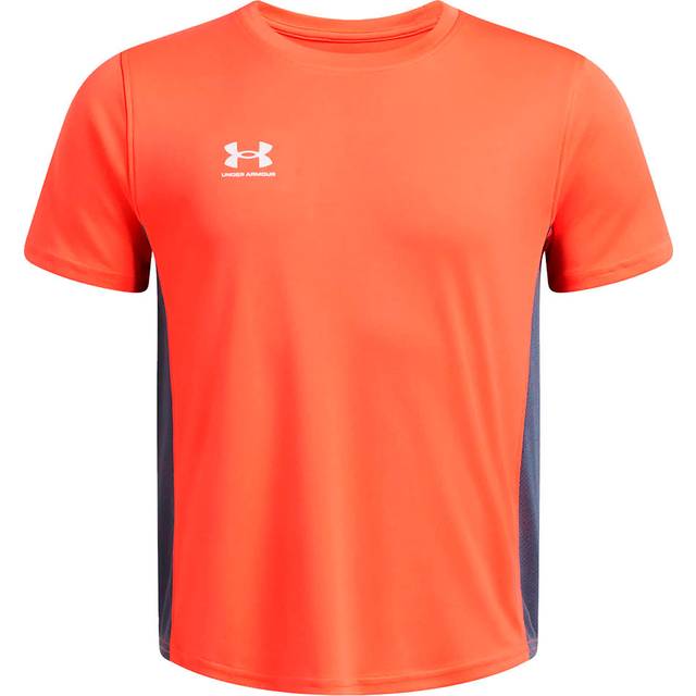 UNDER ARMOUR Boys Football Challenger T-Shirt - Orange, Fire / Downpour Gray / White, Size L