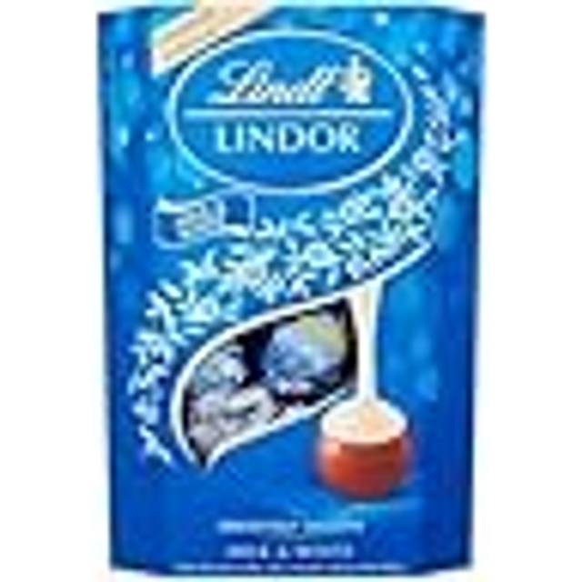 Lindt lindor milk and white chocolate truffles box - approx 16 balls 200