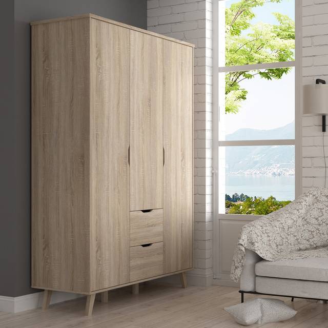 EUForte Vankka Manufactured Wood Wardrobe Beige 139.4cm H X 201.5cm W X 52.7cm D