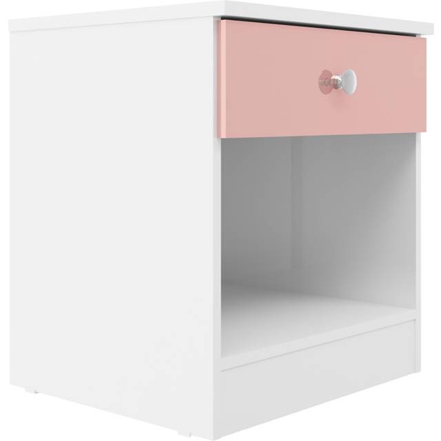 Denver 1 drawer bedside pink gloss metal drawer runners and handles