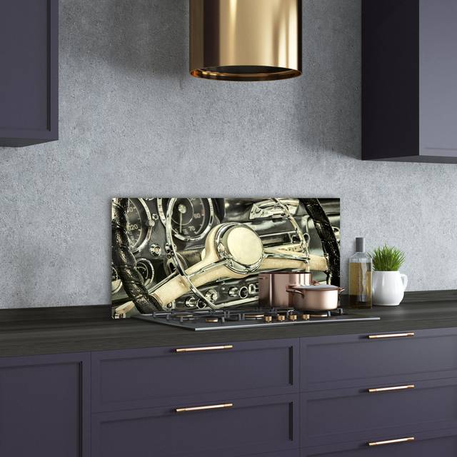 Splashback - Backsplash - Cooker Hob Wall Splashback - Kitchen Wall Panels - Heat Resistant - Toughened/Tempered Safety Real Glass - 100X50cm - Vehicl - Black (Kitchen)