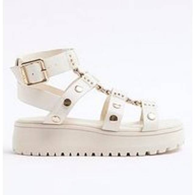 River Island Girls Studded Gladiator Sandals - Cream, Cream, Size 11 Younger