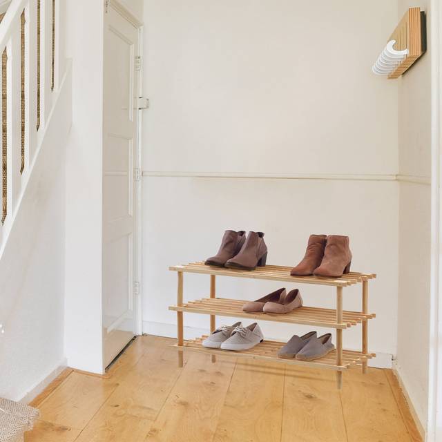 12 Pair Stackable Shoe Rack - Natural (12)