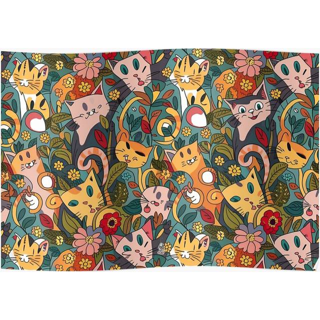 "(Cat Oil Pastel Flowers=586) Posters 16x20"" or 18x18inch Wall Art Living Room Bedroom DÃ©cor Print"