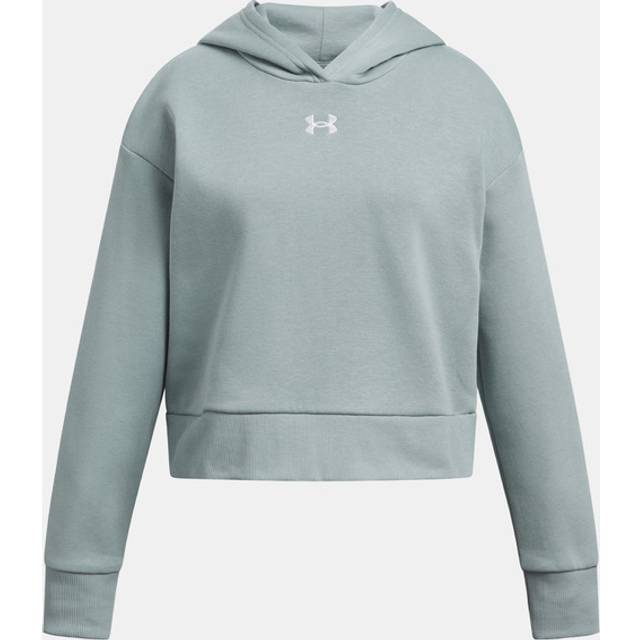 UNDER ARMOUR Girls Rival Fleece Hoodie - Green, Green, Size L=11-12 Years - L=11-12 YEARS