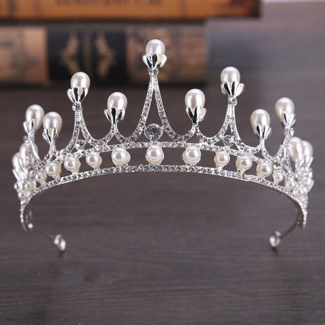 7cm Tall Pearl Clear Crystal Large Wedding Bridal Queen Pageant Prom Tiara Crown