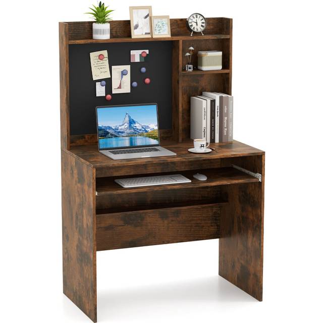 Computer Desk Home Office Desk w/Magnetic Bulletin Board-Coffee