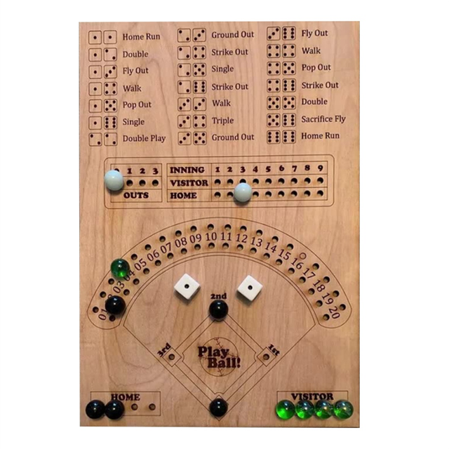 Baseball Dice Board Game Wooden and Interactive Double Table Fun Sports Toy