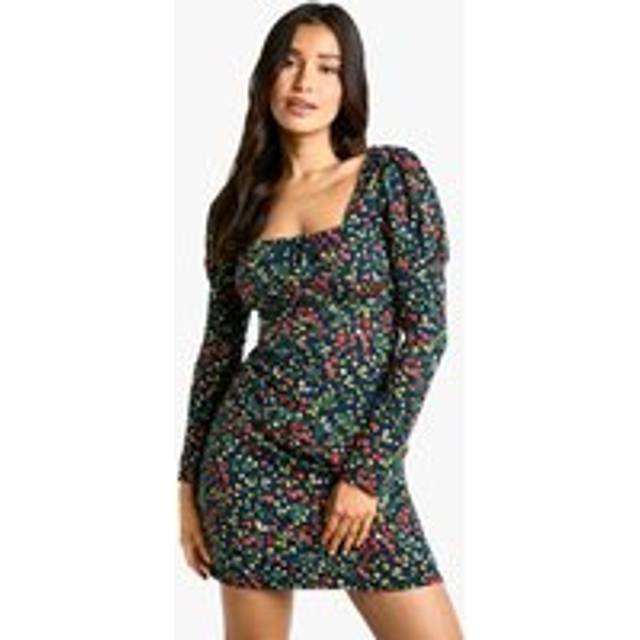 Womens Tall Floral Print Mini Dress - Blue - 6, Blue