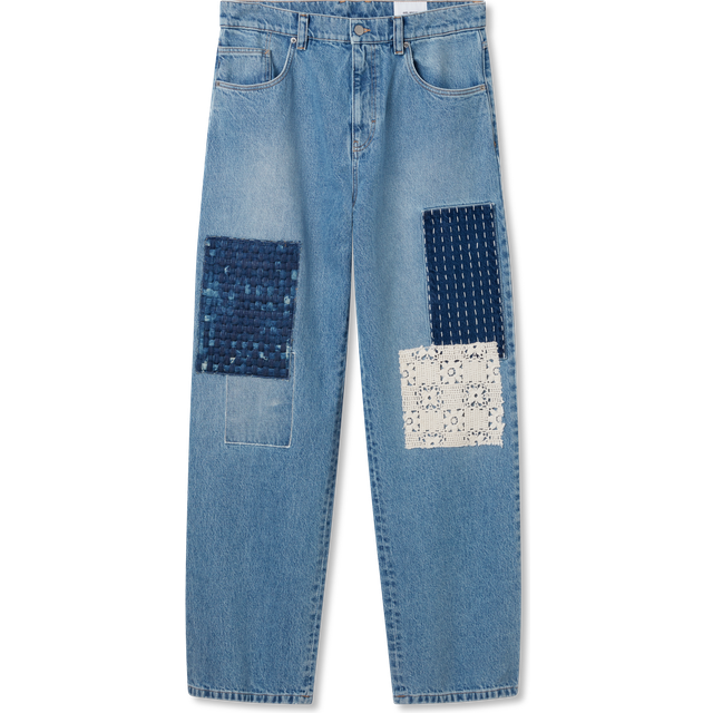 Patchwork Relaxed Jeans - Light Blue (30)