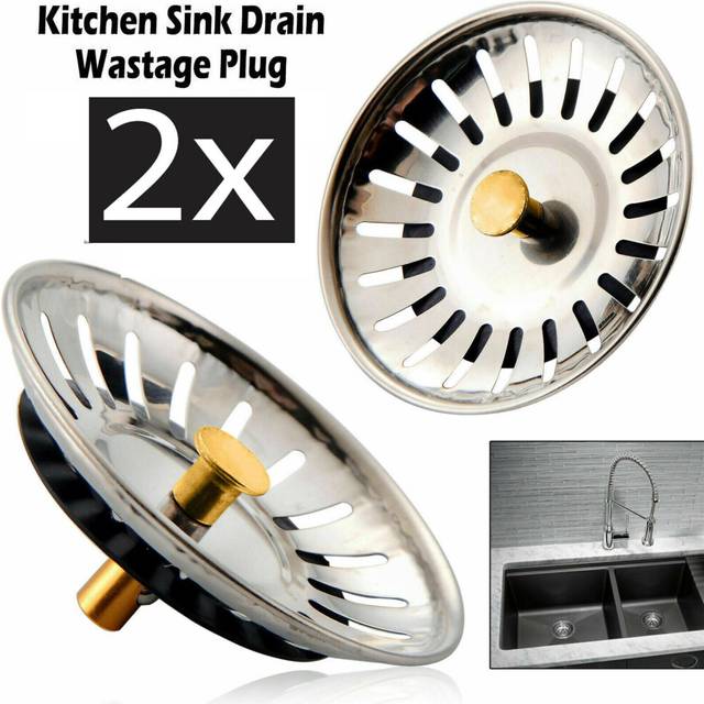 2x Premium Stainless Steel Kitchen Sink Strainer Drain Replacement
