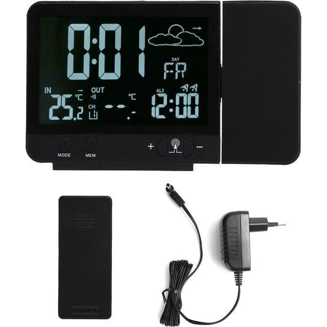 Projection Alarm Clock Wireless Indoor Outdoor Thermometer Temperature Humidity Gauge
