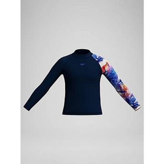 Speedo Boys Digital Long Sleeve Rash Top - Multi, Black, Size 15-16 Years - 15-16 YEARS