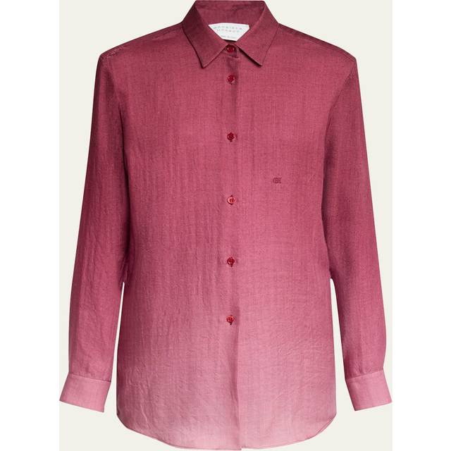 Reyes Ombre Button Down Cashmere Blouse - BORDEAUX - 48 IT (12 US)