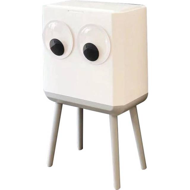 2 Compartments Trash Can Big Eyes Design 9L Dry and Wet Separation Plastic Garbage Container for