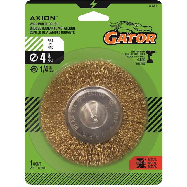 Gator 2034001 4 in. Fine Crimped Wire Wheel Brush, Brass Coated Steel - 4500 RPM