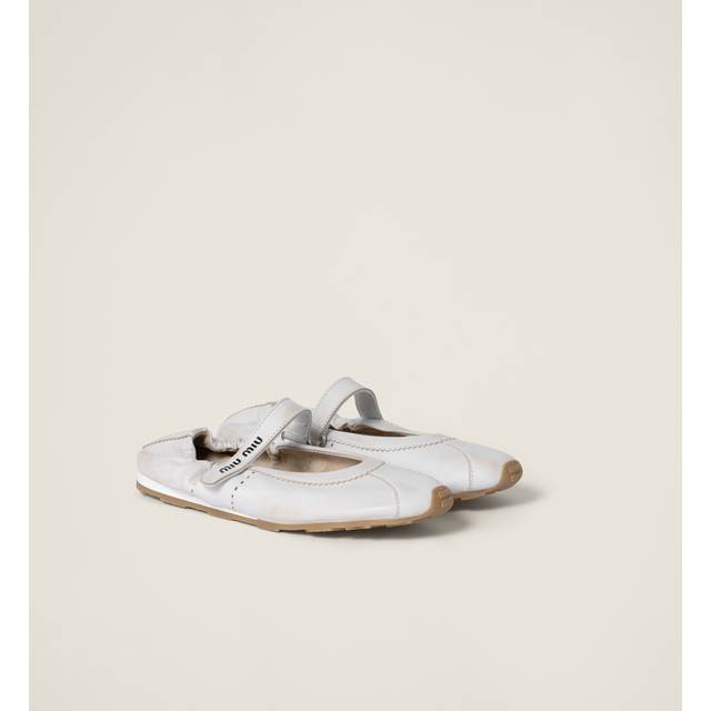 Bleached nappa leather ballerinas