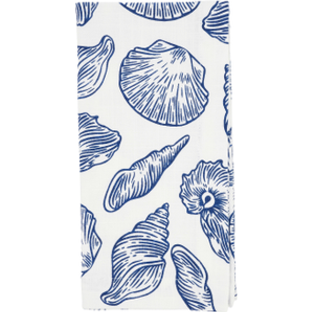 Saro Lifestyle 1520.WB20S Seaside Sea Shells Napkin - White & Blue - Set of 4