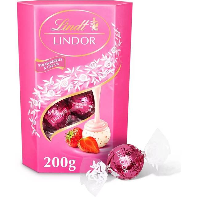 Lindt lindor strawberries & cream chocolate truffles pack of 200gm