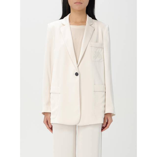 Single-breasted jacket in matte satin fabric