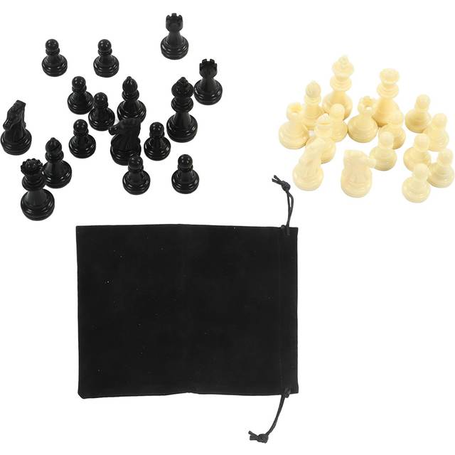 International Chess Piece Set PP Plastic Dual Color 32 Chessmen with Storage Bag for Chess Game