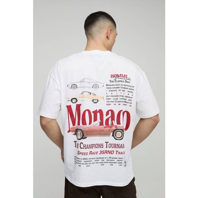 Oversized Monaco Car Graphic T-Shirt - White - S