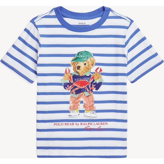 Polo Ralph Lauren Boys Stripe Bear Short Sleeve T-shirt - Blue, Blue, Size 3 Years - 3 YEARS