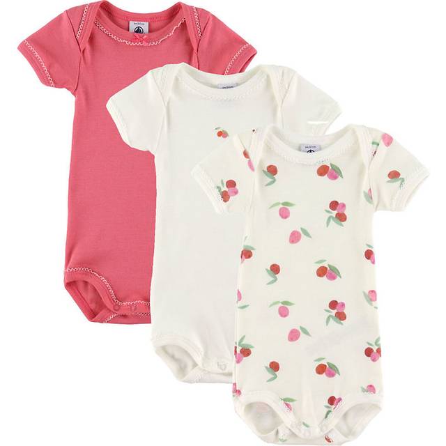 Petit Bateau Bodies k/ä - 3-pack - Vit/Rosa - Petit Bateau - 3 mån - Body K/Ä