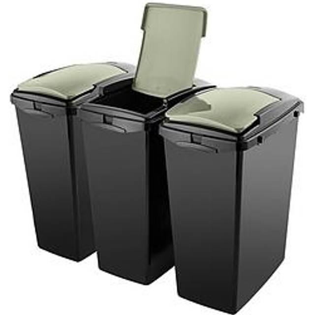 Addis Set Of 3 40Ltr Recycling Bins - Green - Age Green