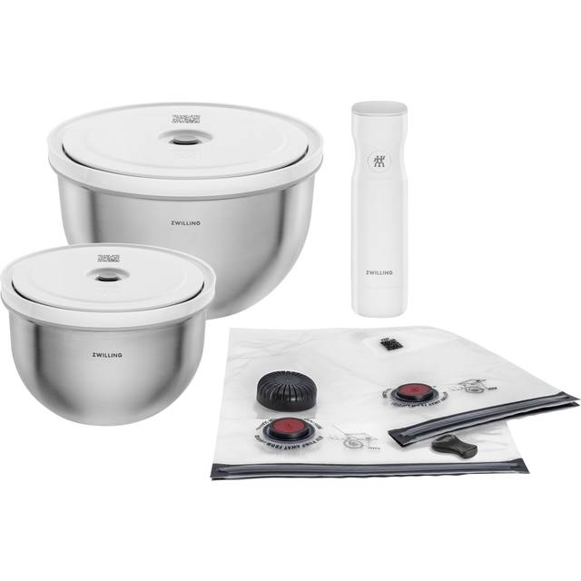 ZWILLING Fresh & Save BOWLS Stainless steel / M/L 9-pcs Vacuum starter set - silver-white - stainlesssteel/M/L