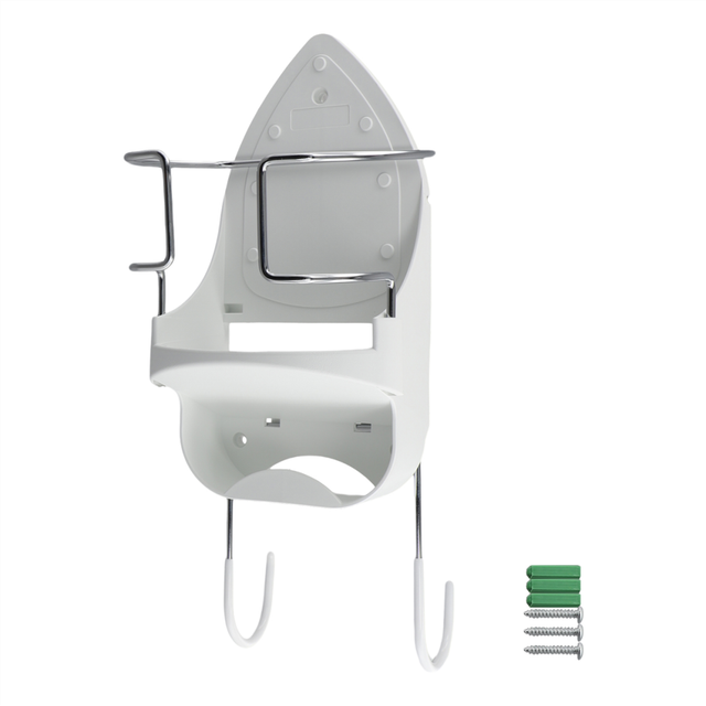 Iron Board Hanger Wall Mount Electric Holder and Ironing Storage Organizer Shelf with Removable Hooks -2