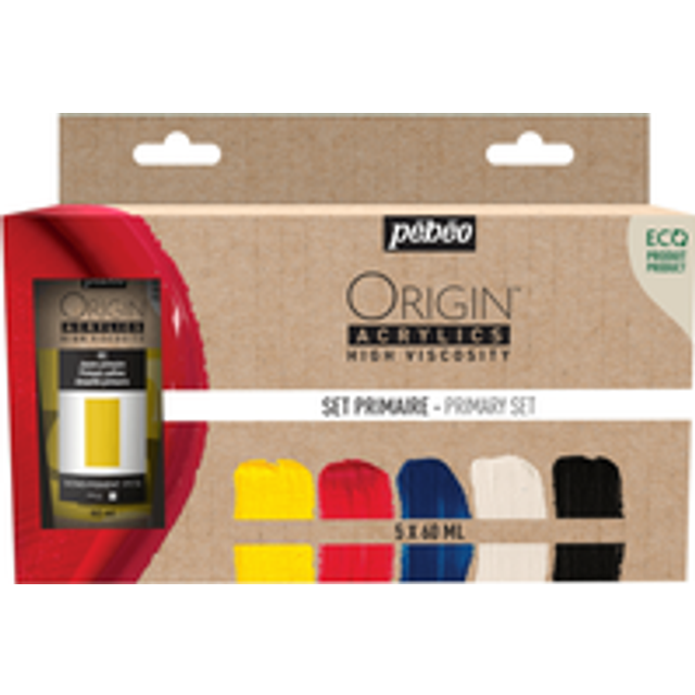 Pebeo Origin Acrylics Set of 5 x 60 ml Primary