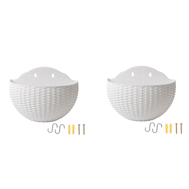 White Large Balcony Hanging Plastic Pot Flower Rattan