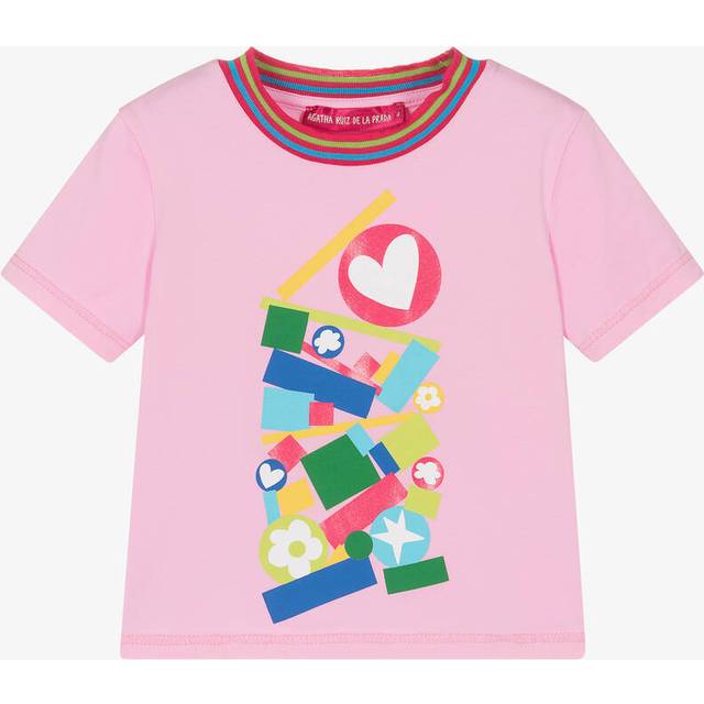 Agatha Ruiz De La Prada Girls Pink Stack Print Cotton T-Shirt - 6 year
