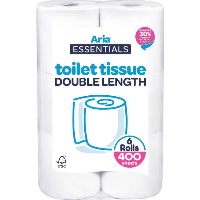 Aria Essentials Toilet Tissue 6 Roll 400 Sheets