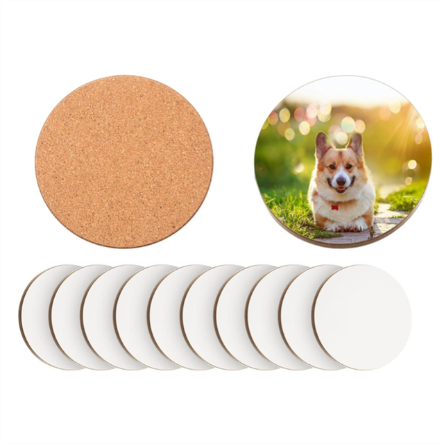 12 Pcs Sublimation Coasters 4 X Inch Hardboard Coaster Cork and MDF Blank Car