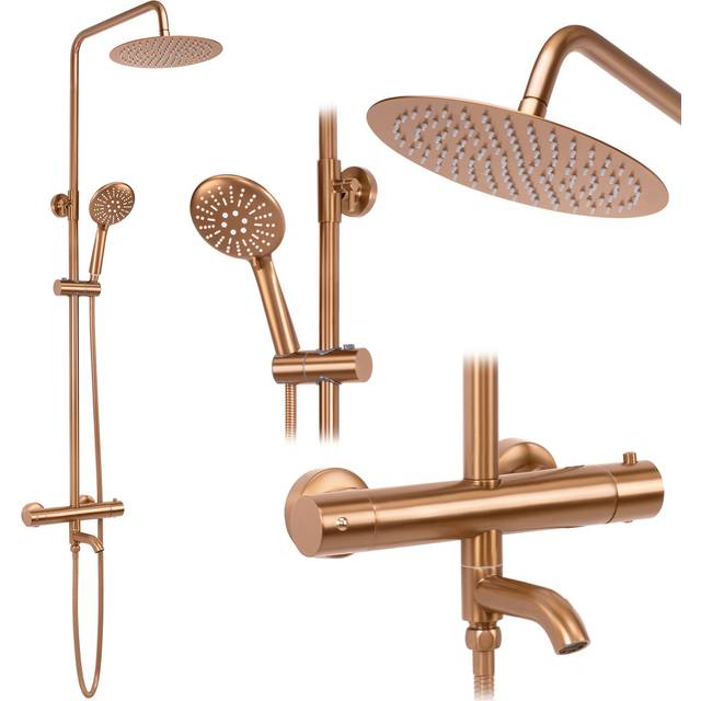 Shower Set with Thermostat REA Lungo Copper Brush